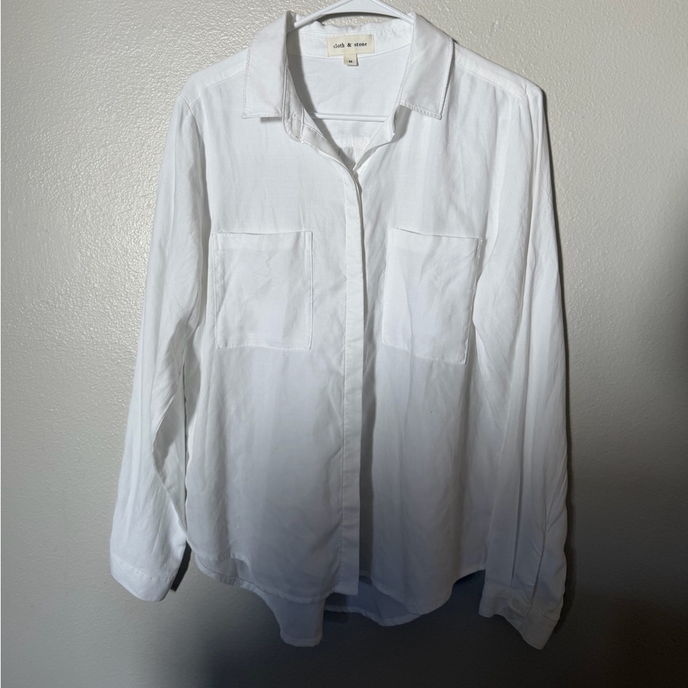 Anthropologie Cloth & Stone Crisp White Button-up Women’s Medium - Picture 3 of 6